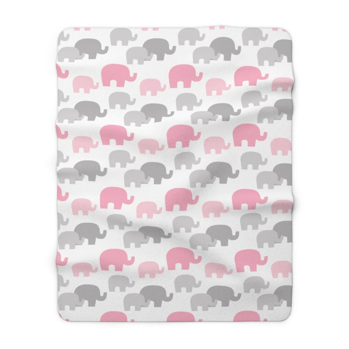 Pink Gray Elephant Baby Girl Sherpa Fleece Blanket Crib Etsy