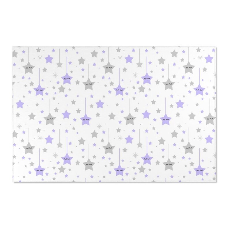 Purple Sleepy Star Nursery Area Rug Carpet Baby Girl Playroom Etsy