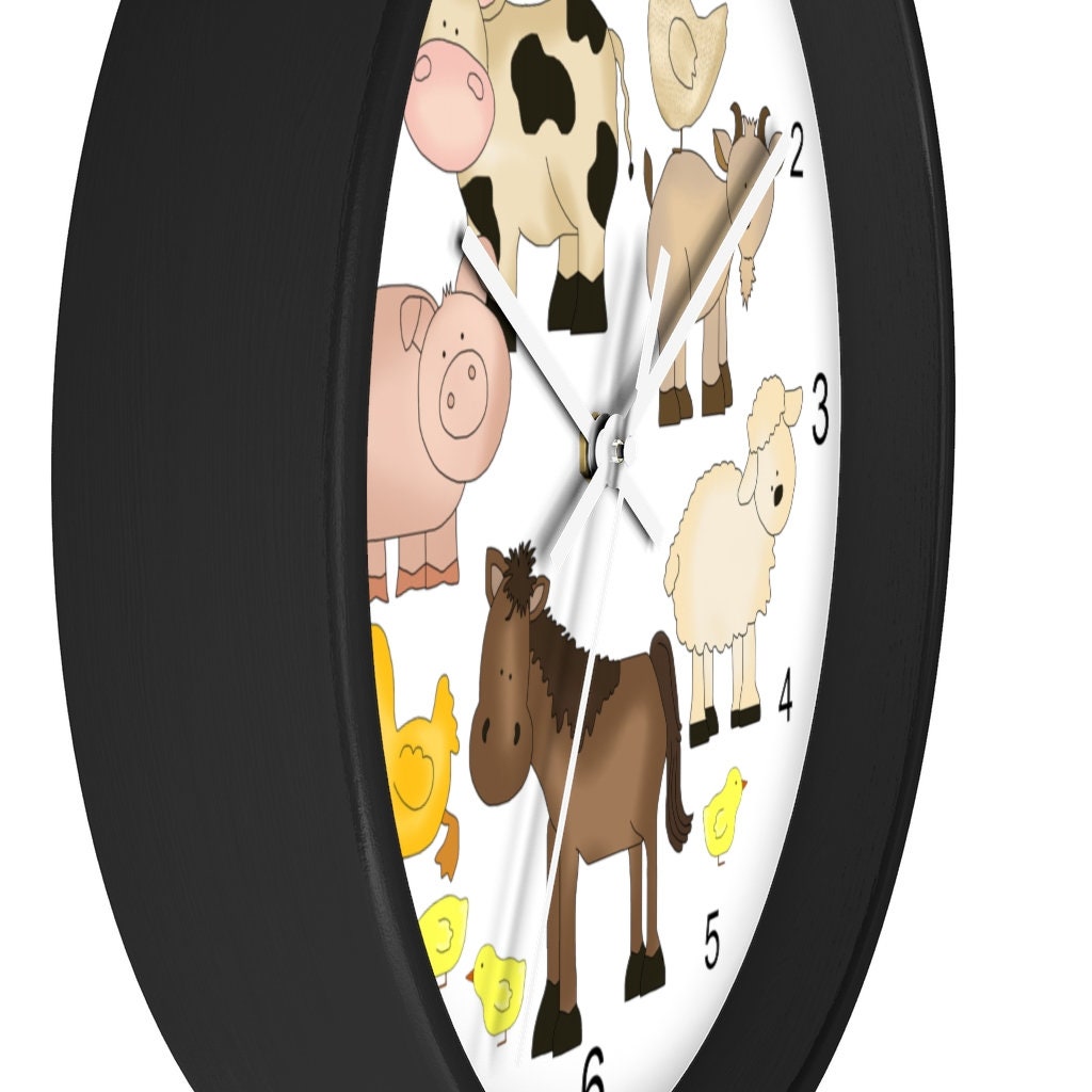 FARM ANIMAL CLOCK Pared Art Decor Barnyard Nursery Kitchen Etsy