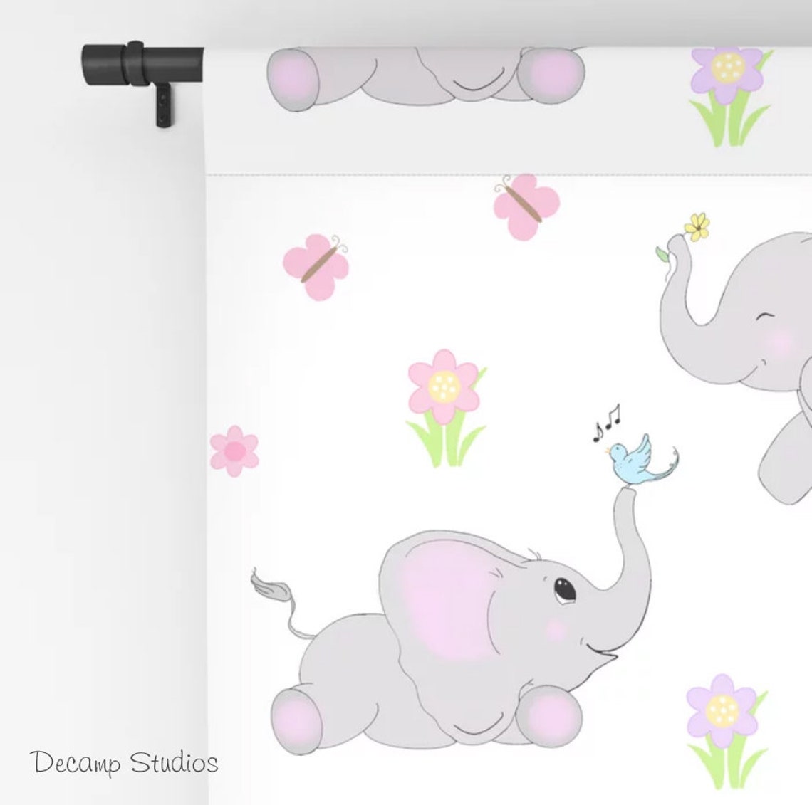 Elephant Nursery Curtains Baby Girl Safari Animals Room Decor Etsy