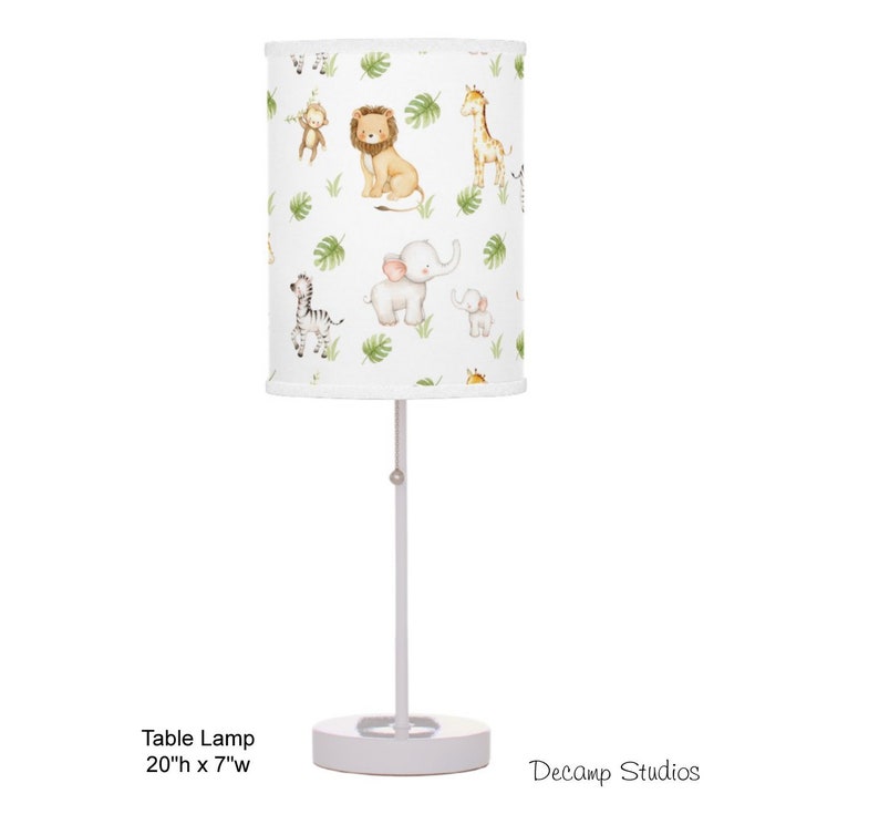 SAFARI NURSERY LAMP Watercolor Animals Baby Room Decor Etsy