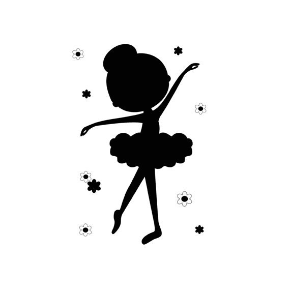 BALLERINA SILHOUETTE DECAL Pink Girl Wall Art Mural Sticker