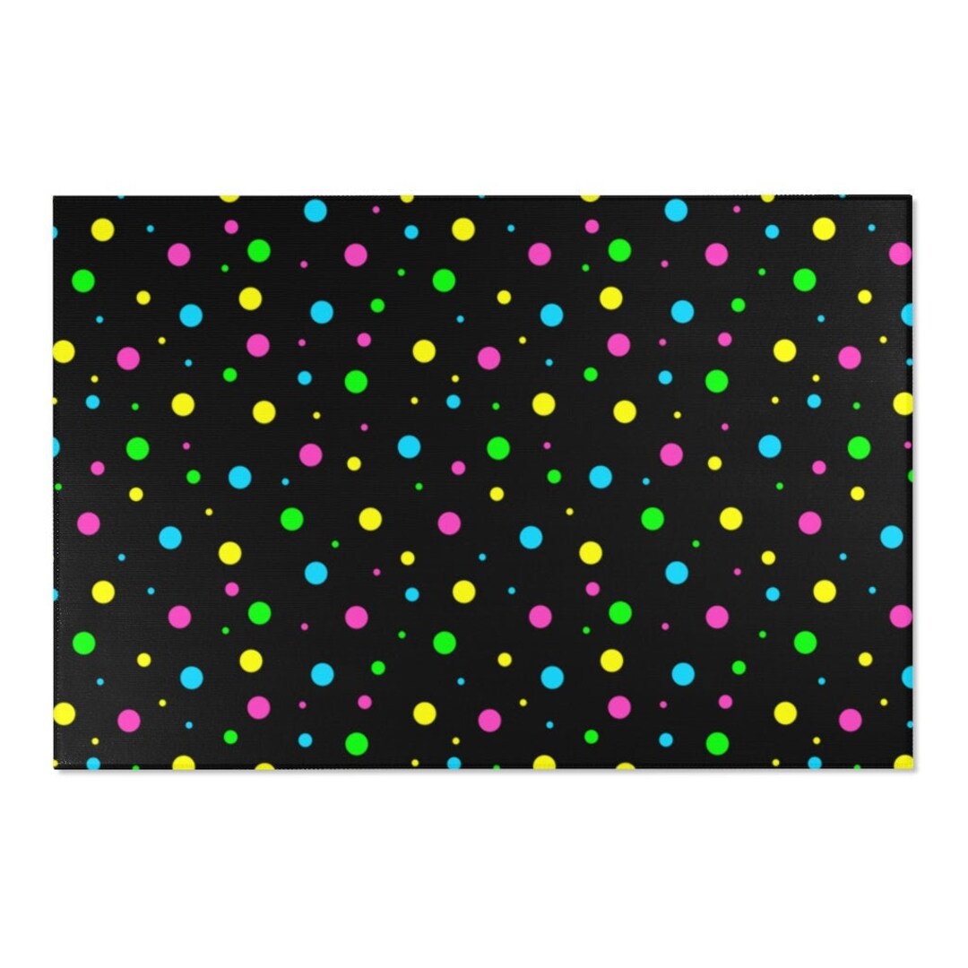 Rainbow Polka Dot Area Rug Girl Boy Game Room Neon Pink Green Etsy