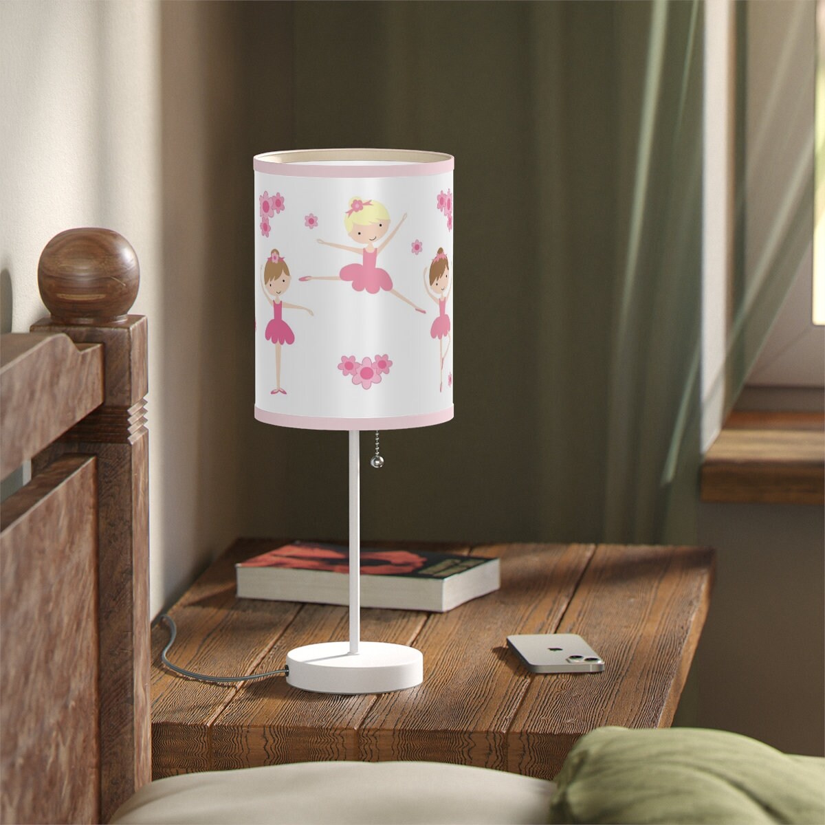  Good home Lámpara de mesa de ballet rosa creativa para niña,  princesa, dormitorio, bonita lámpara de noche para escritorio, protección  ocular regulable, decoración de habitación de niños (color B, : Herramientas