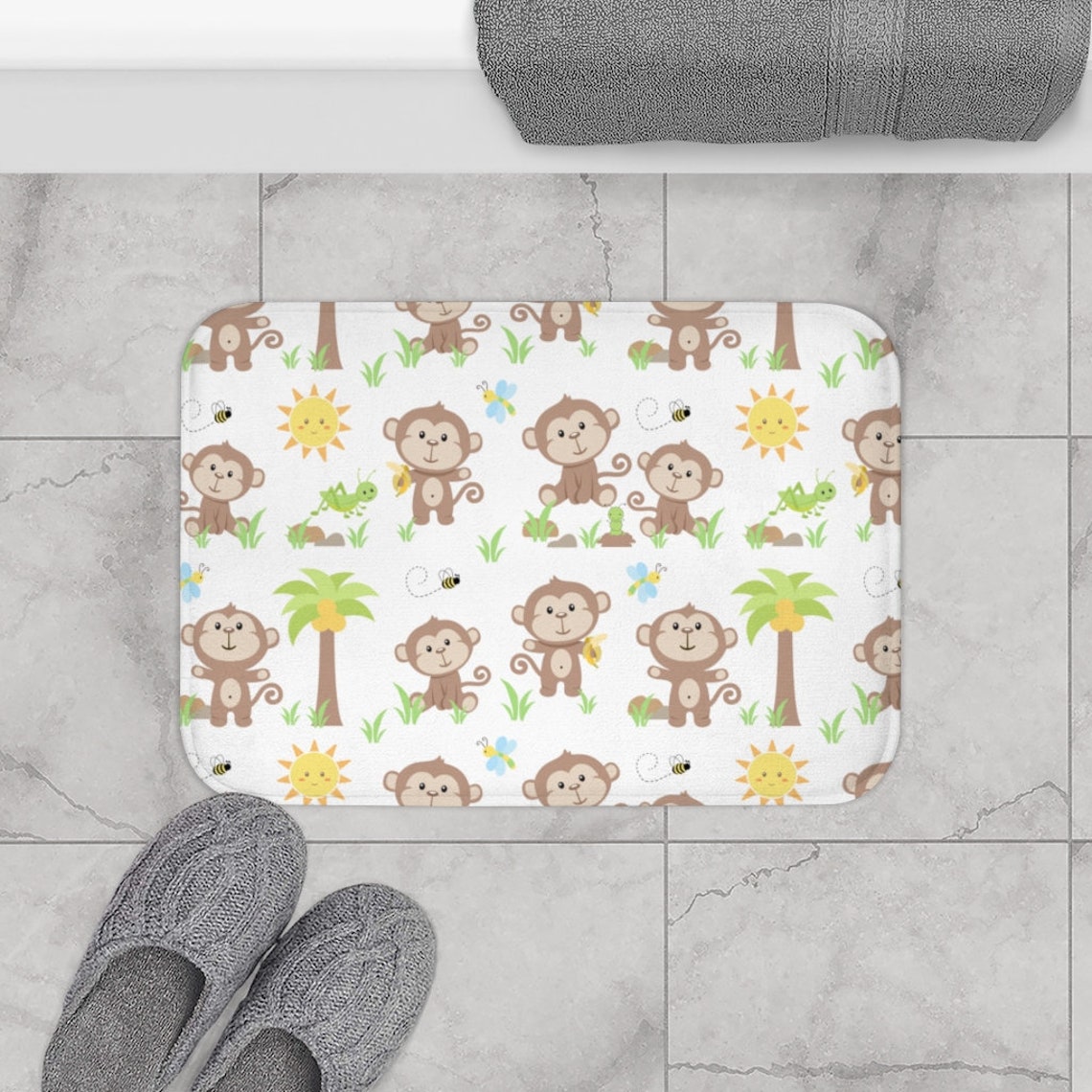Safari Monkey Kids Bathroom Bath Mat Rug Jungle Animals Decor Etsy