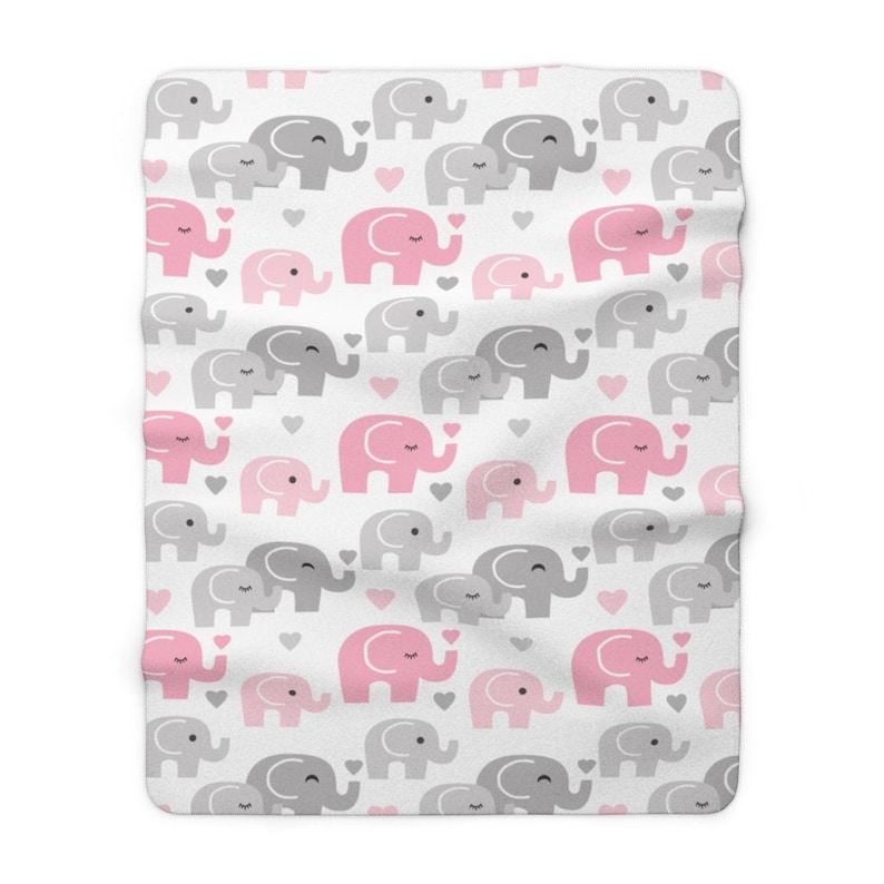 BABY BLANKET GIRL Pink Elephant Nursery Sherpa Fleece Crib Etsy