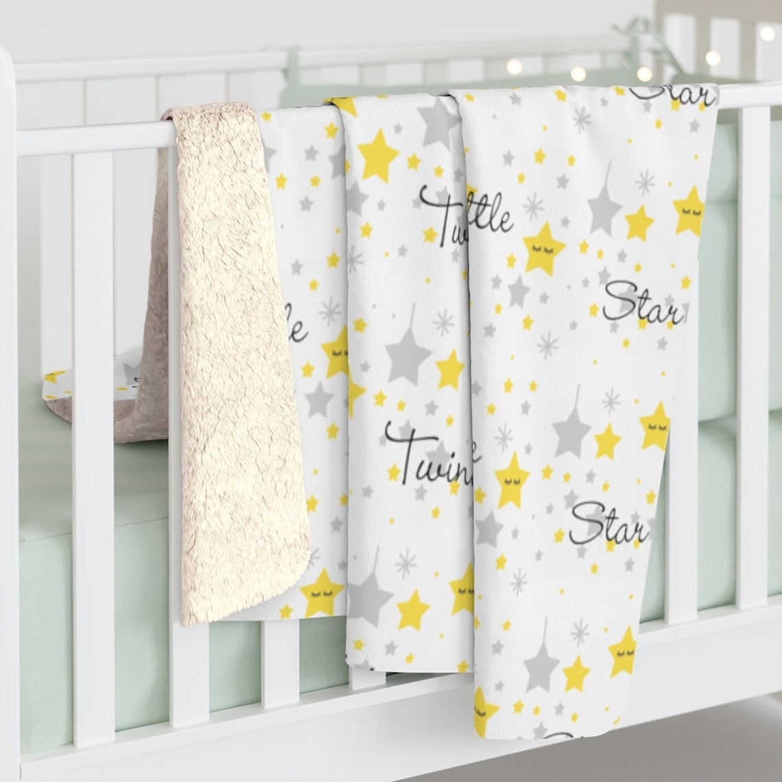 Yellow Twinkle Little Star Baby Blanket Crib Bedding Nursery Etsy