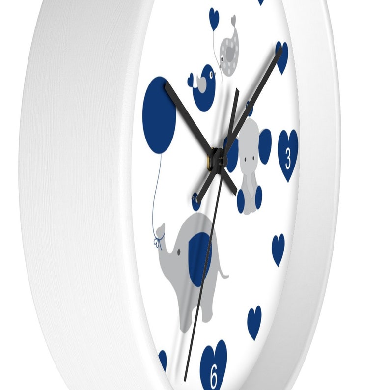 Safari Animals Elephant Wall Clock Baby Boy Nursery Navy Blue Etsy