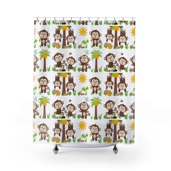 Monkey Shower Curtain Safari Animals, Jungle Monkey Shower Curtain