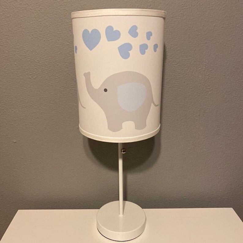 BABY NURSERY LAMP Boy Blue Elephant Blowing Hearts Night Light Etsy
