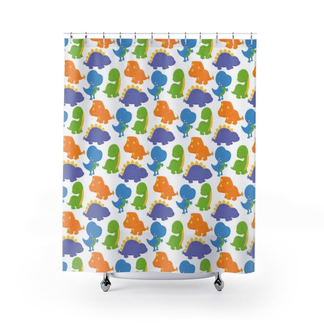 DINOSAUR SHOWER CURTAIN Kids Bathroom Decor Etsy