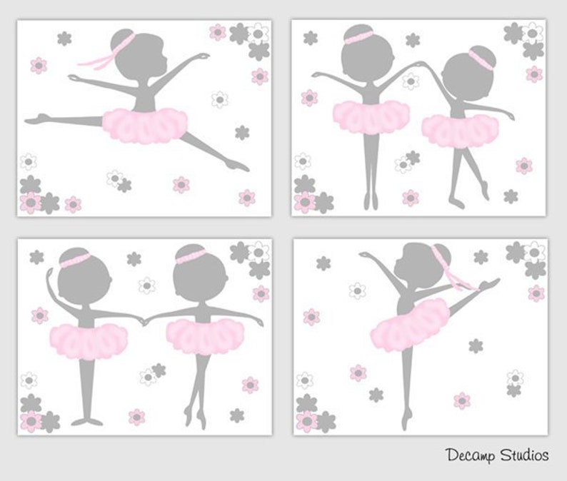Ballerina Nursery Print Wall Art Baby Girl Purple Lavender Floral Ballet Room