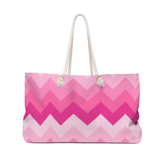 Womens Weekender Bag Hot Pink Chevron 