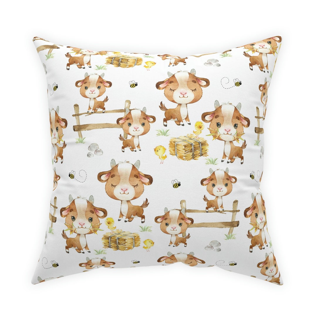 Farm Animals Goat Throw Pillow Square Lumbar Nursery Baby Girl Etsy