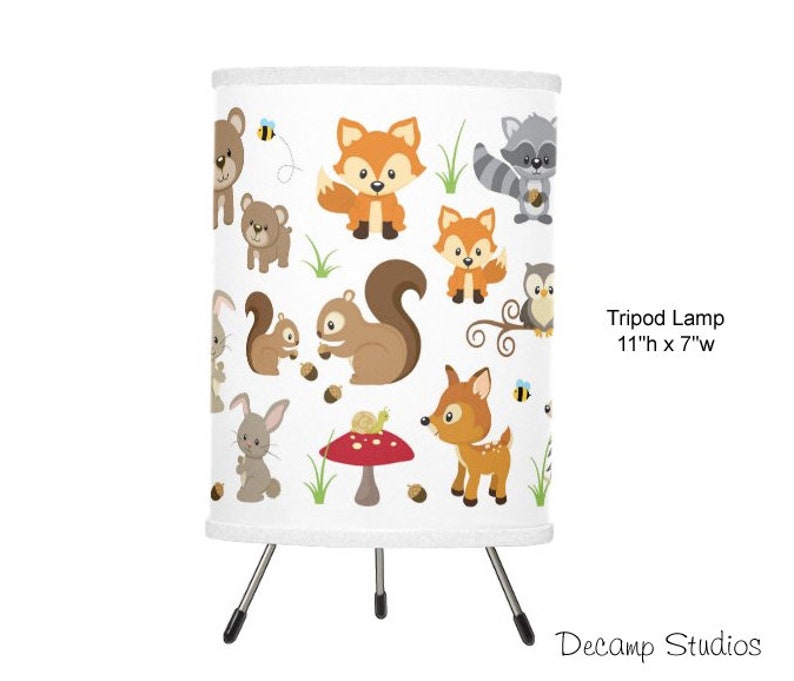 Woodland Nursery Lamp Kids Forest Animals Baby Room Lampshade Etsy