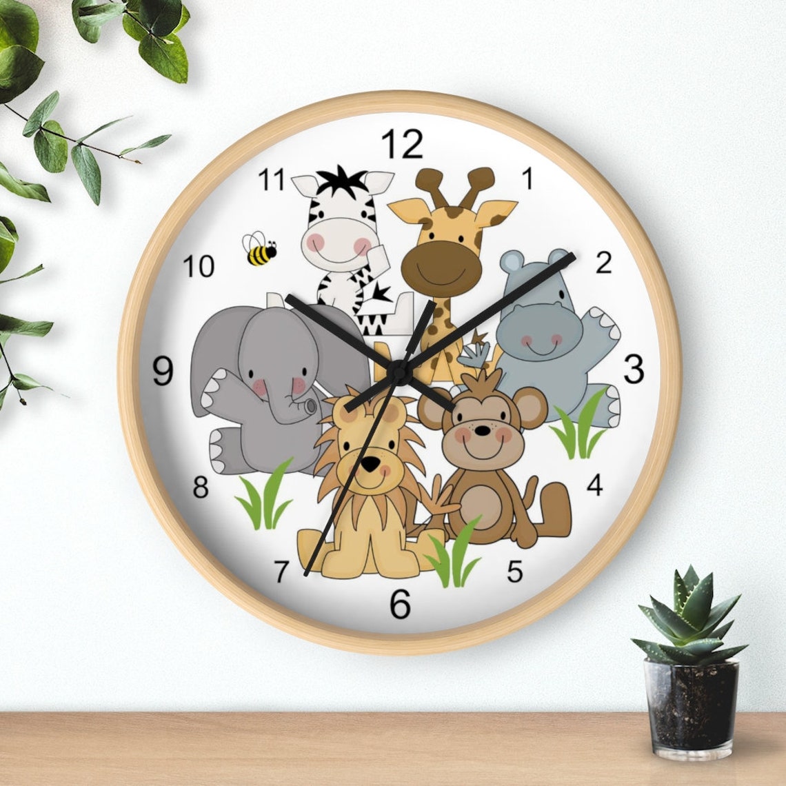 SAFARI ANIMAL CLOCK Baby Nursery Kids Room Wall Art Decor Etsy