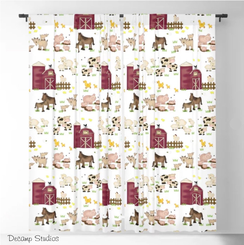 Farm Animal Nursery Curtains Kids Room Decor Sheer and Etsy
