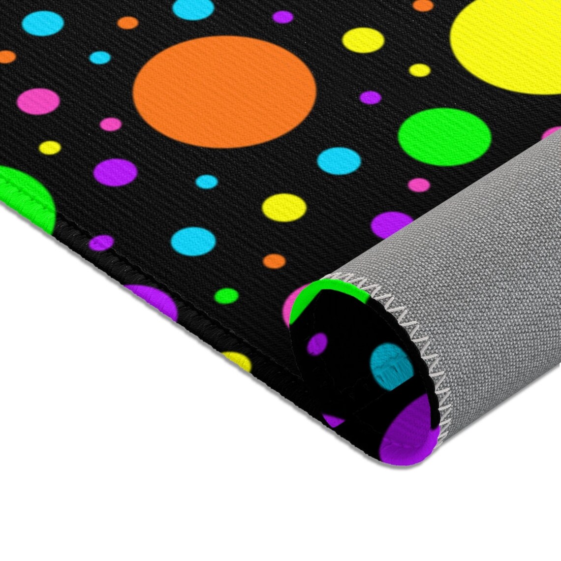 Rainbow Polka Dot Rug Pink Purple Green Blue Yellow Orange Etsy