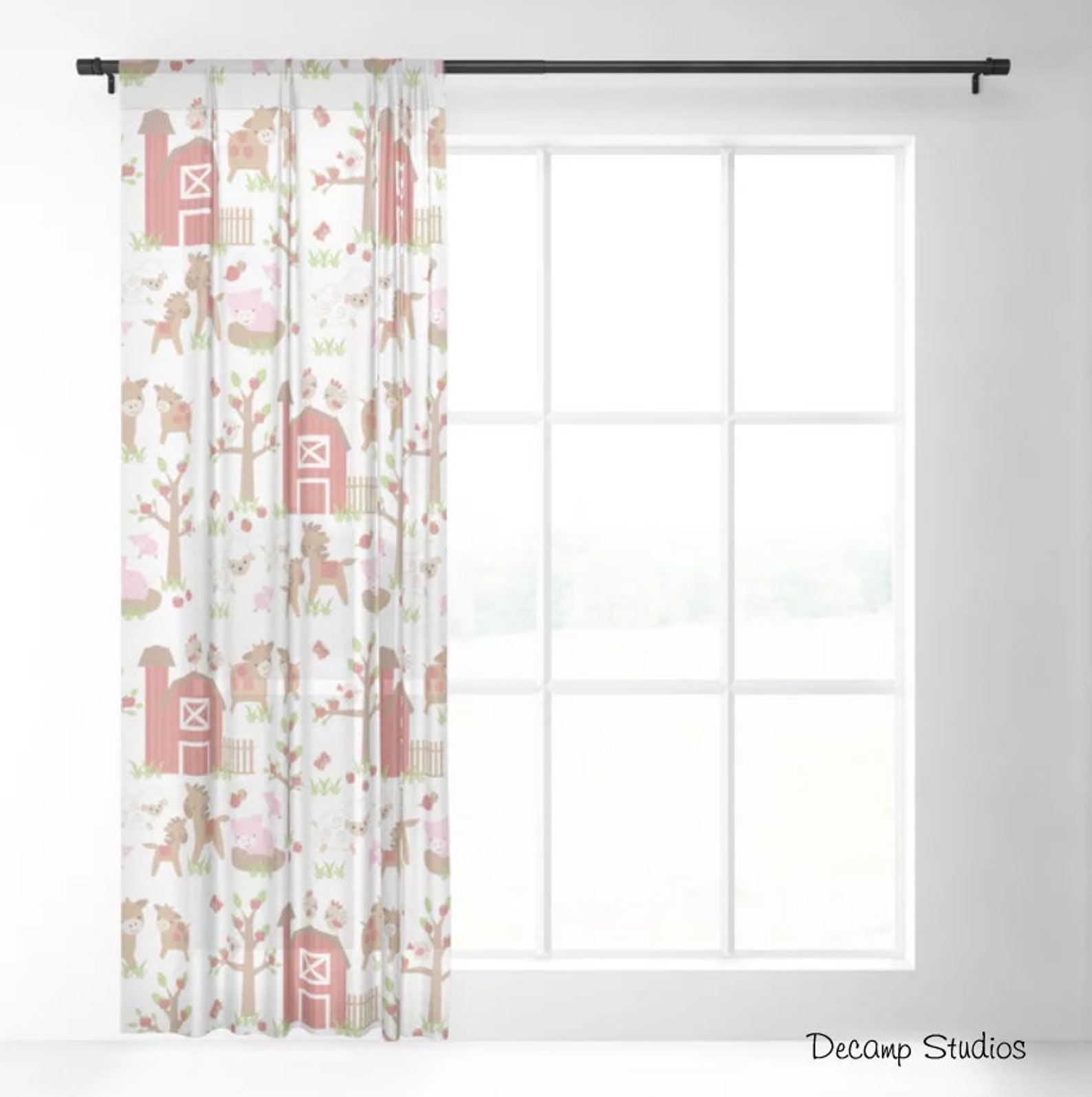 Farm Animals Nursery Curtains Kids Barnyard Bedroom Room Decor Etsy