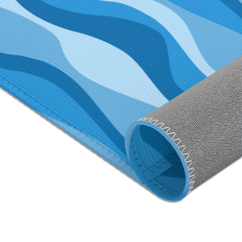 Nautical Blue Ocean Beach Waves Area Rug Baby Nursery Play Mat Etsy