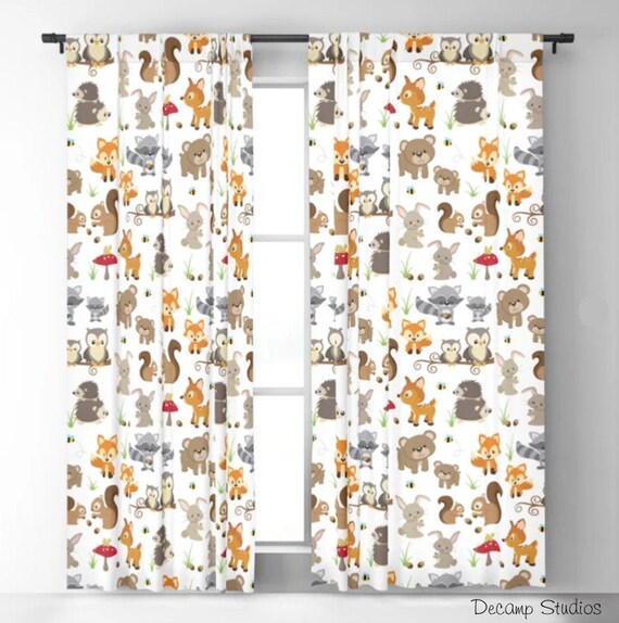 WOODLAND ANIMALS CURTAINS Baby Nursery Decor Blackout and Etsy