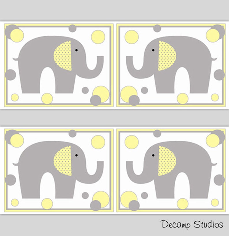 Elephant Baby Nursery Yellow Wallpaper Border Wall Art Decals Etsy