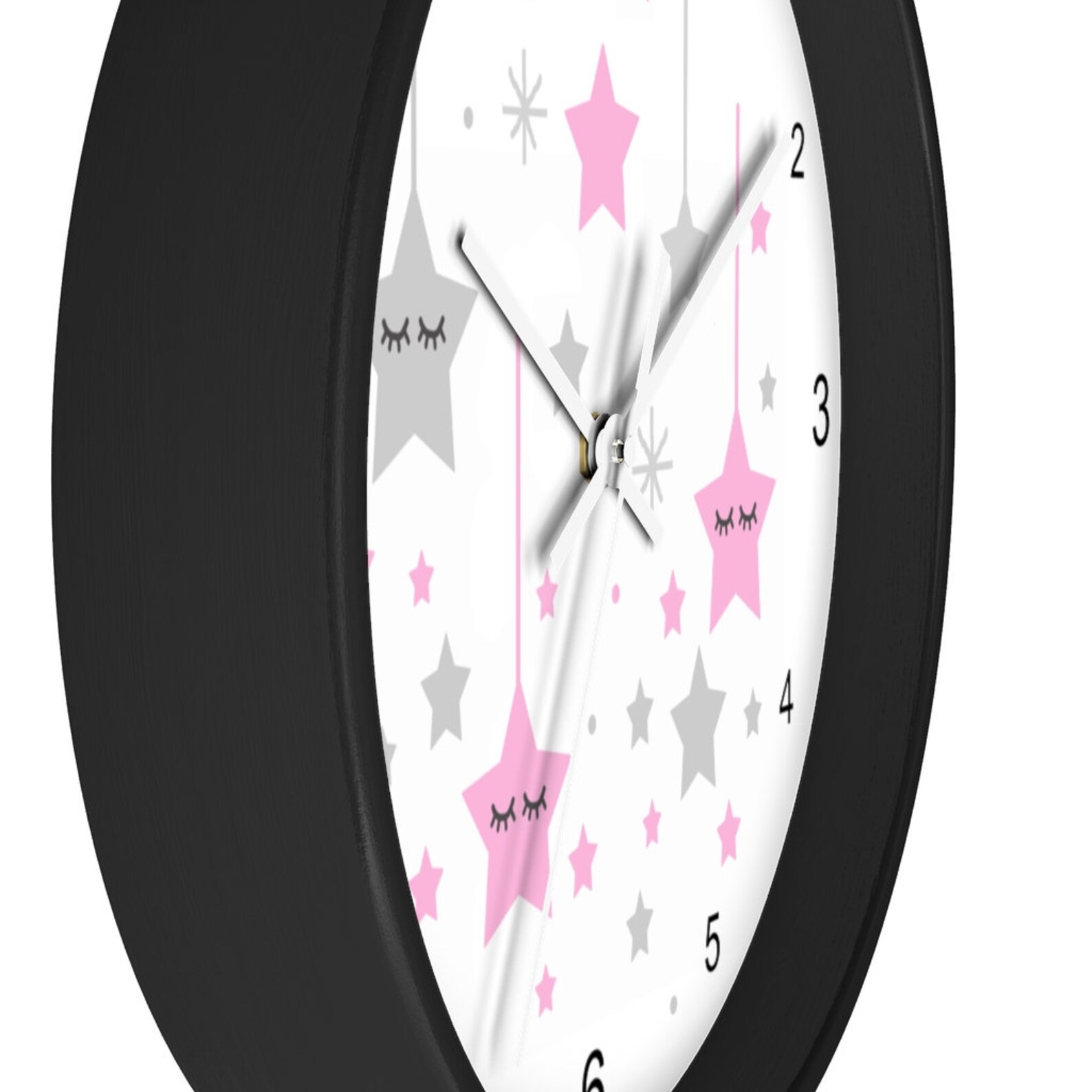 STAR WALL CLOCK Baby Girl Pink Sleepy Eyes Celestial Nursery Etsy