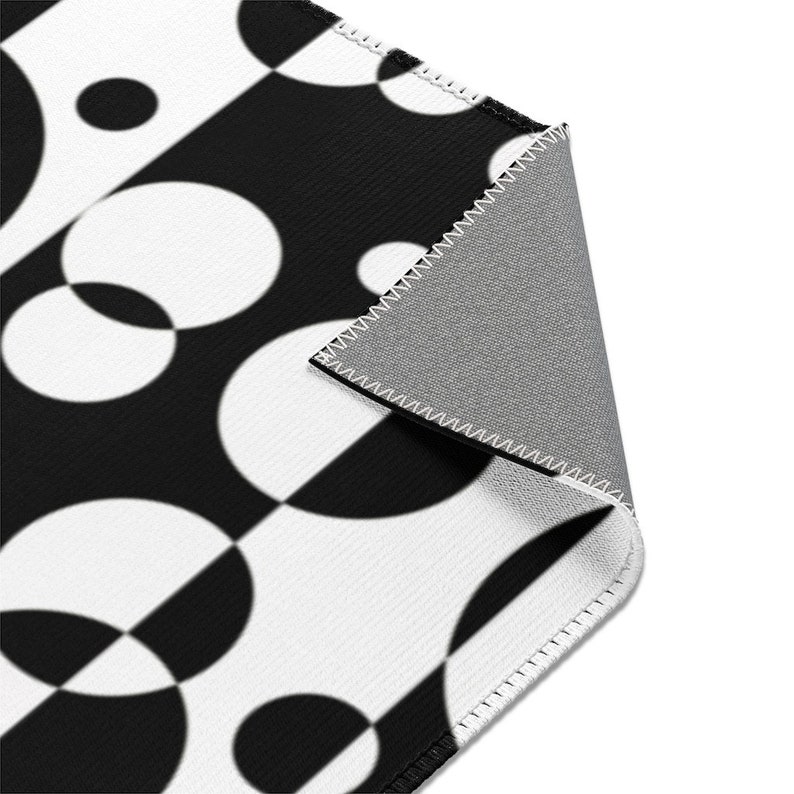 Black White Polka Dot Area Rug Mat Carpet Geometric Circle Etsy
