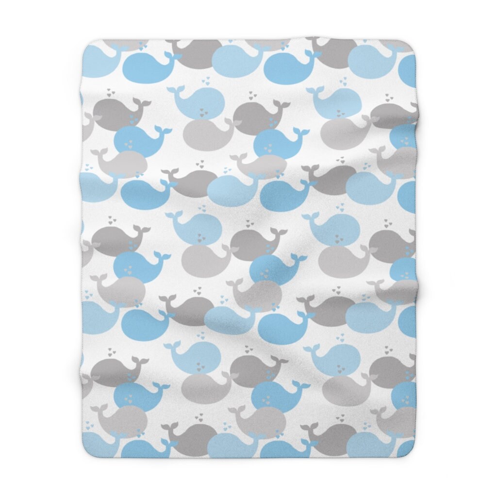 Blankets & Throws Ocean Animals Blue Whale Nursery Sherpa Crib Blanket