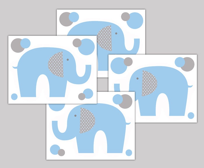 ELEPHANT WALLPAPER BORDER Nursery Decal Blue Grey Gray Boy Etsy