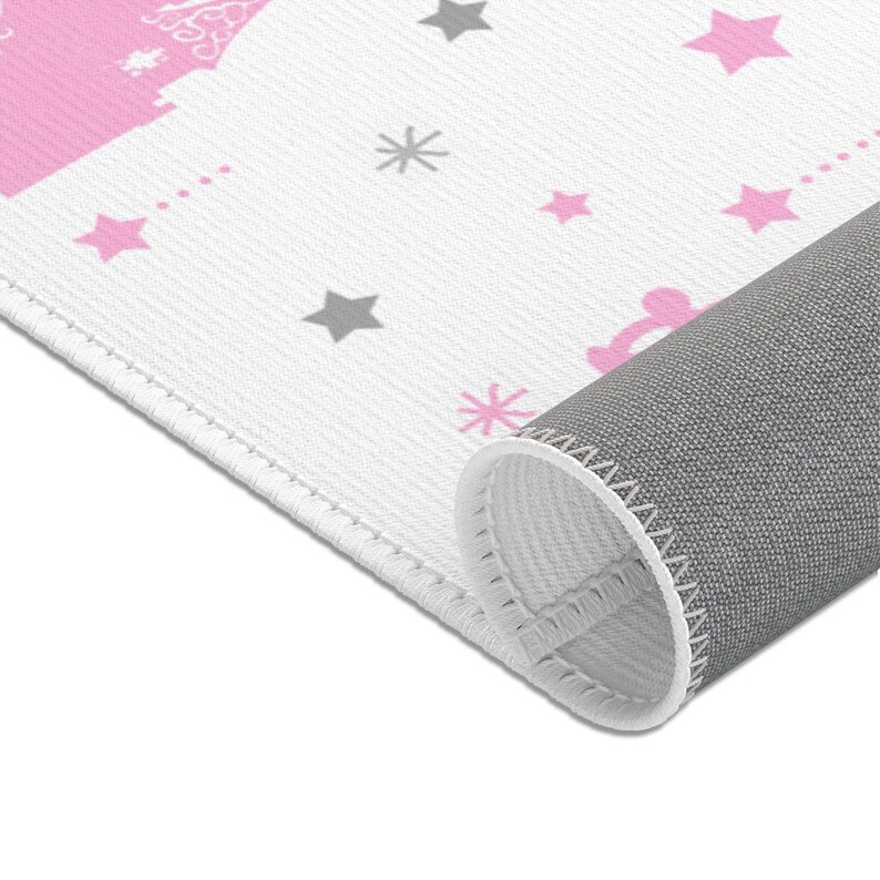 Pink Gray Princess Nursery Area Rug Carpet Baby Girl Playroom Etsy