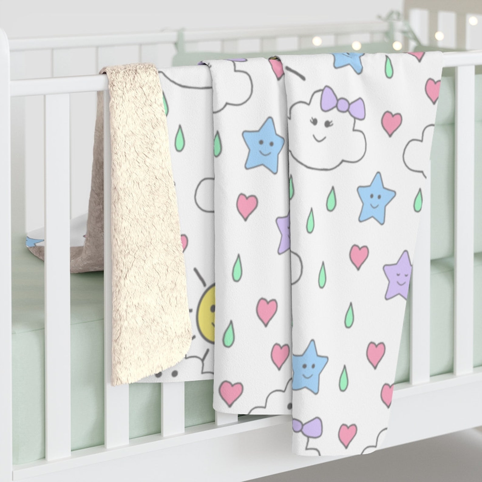 SUN CLOUDS BLANKET Baby Crib Bedding Kids Room Decor Etsy