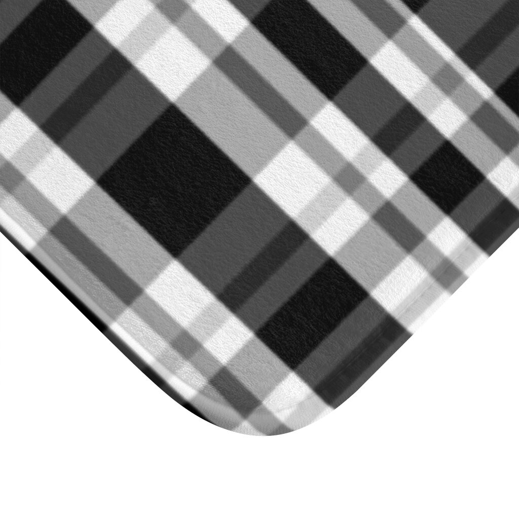 Black Gray Buffalo Plaid Check Bathroom Bath Mat Rug Farmhouse Etsy