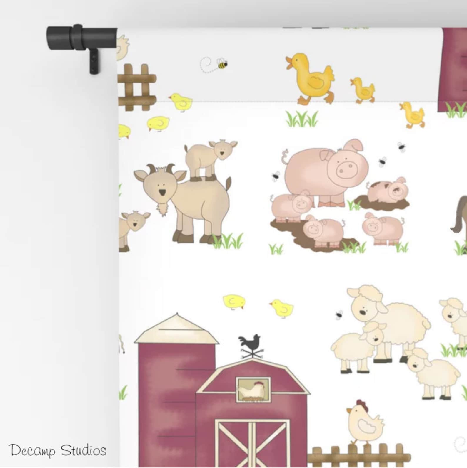 Farm Animal Nursery Curtains Kids Room Decor Sheer and Etsy