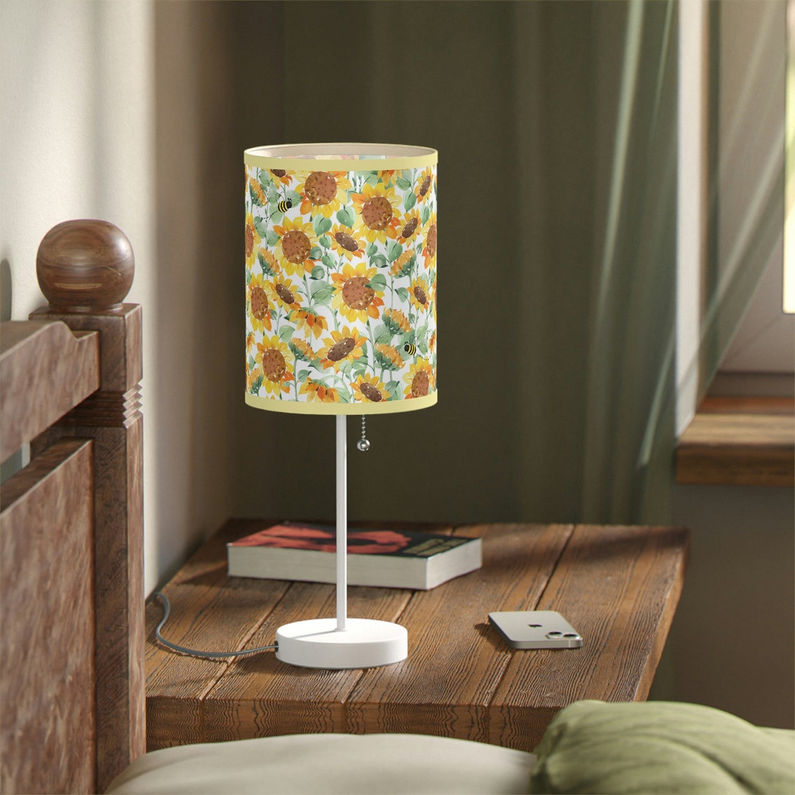 Watercolor Sunflower Floral Table Lamp Lampshade Nightlight Etsy