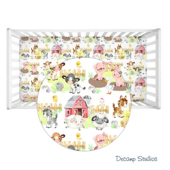 Farm Animal Crib Sheet Baby Boy Girl Nursery Bedding Barnyard Etsy