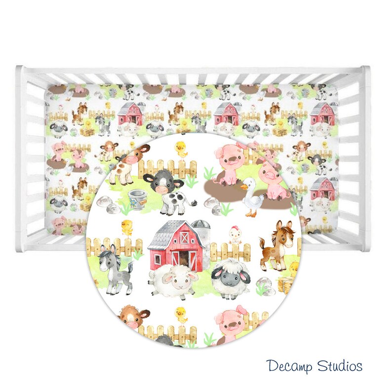 Farm Animal Crib Sheet Baby Boy Girl Nursery Bedding Barnyard Etsy