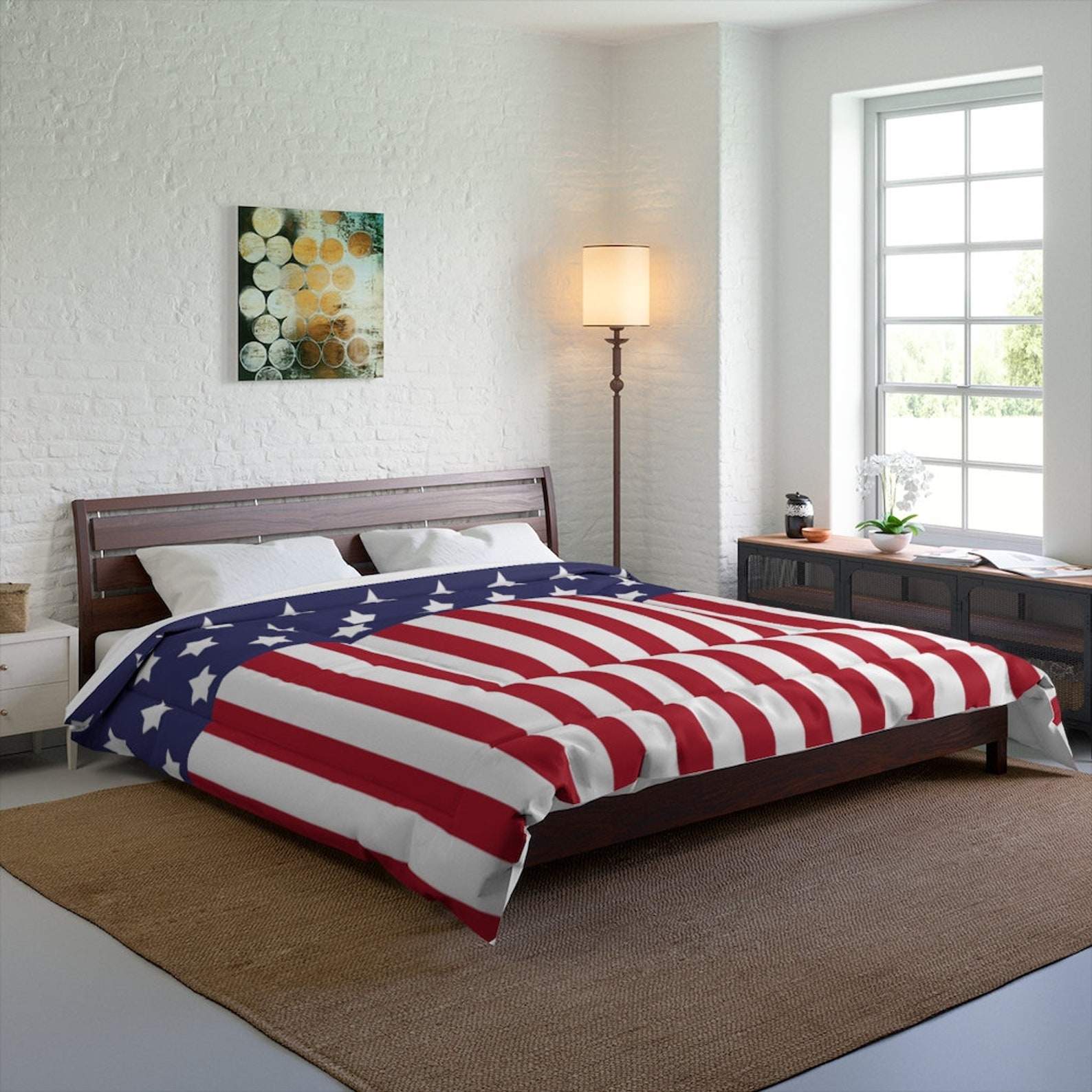 American Flag Comforter Bedding Americana Bedroom Decor Red Etsy