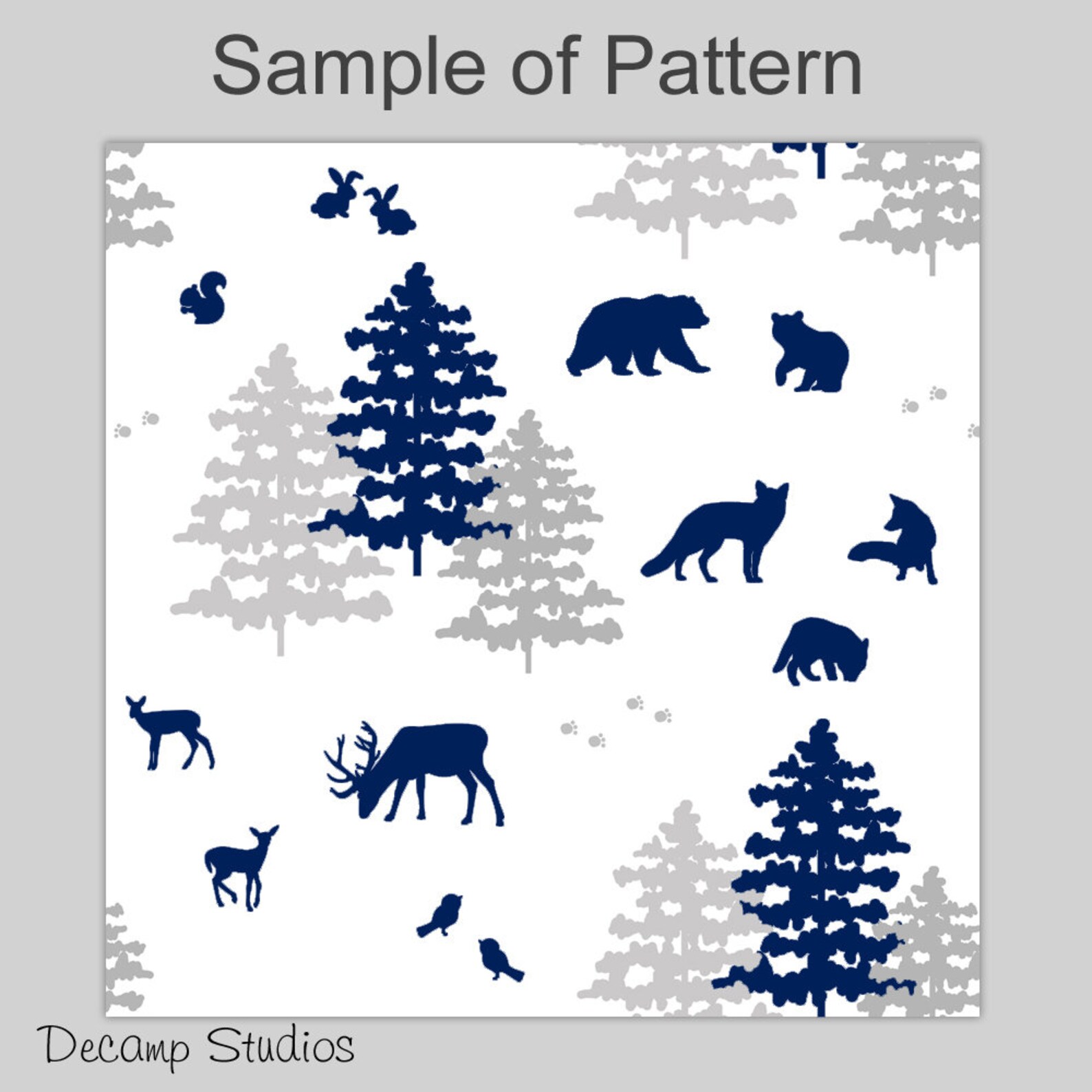 Woodland Animals Nursery Rug Baby Boy Navy Blue Gray Room Etsy