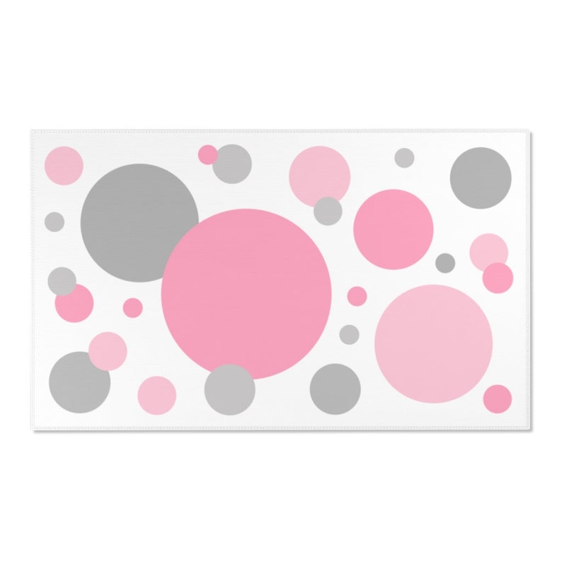 Pink Gray Polka Dot Rug Baby Girl Nursery Bedroom Room Decor Etsy