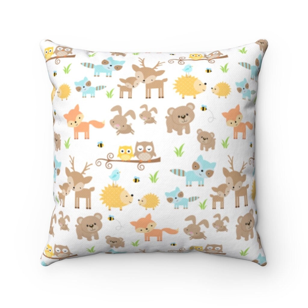 Woodland Animals Nursery Pillow Cover Baby Girl Boy Crib Etsy