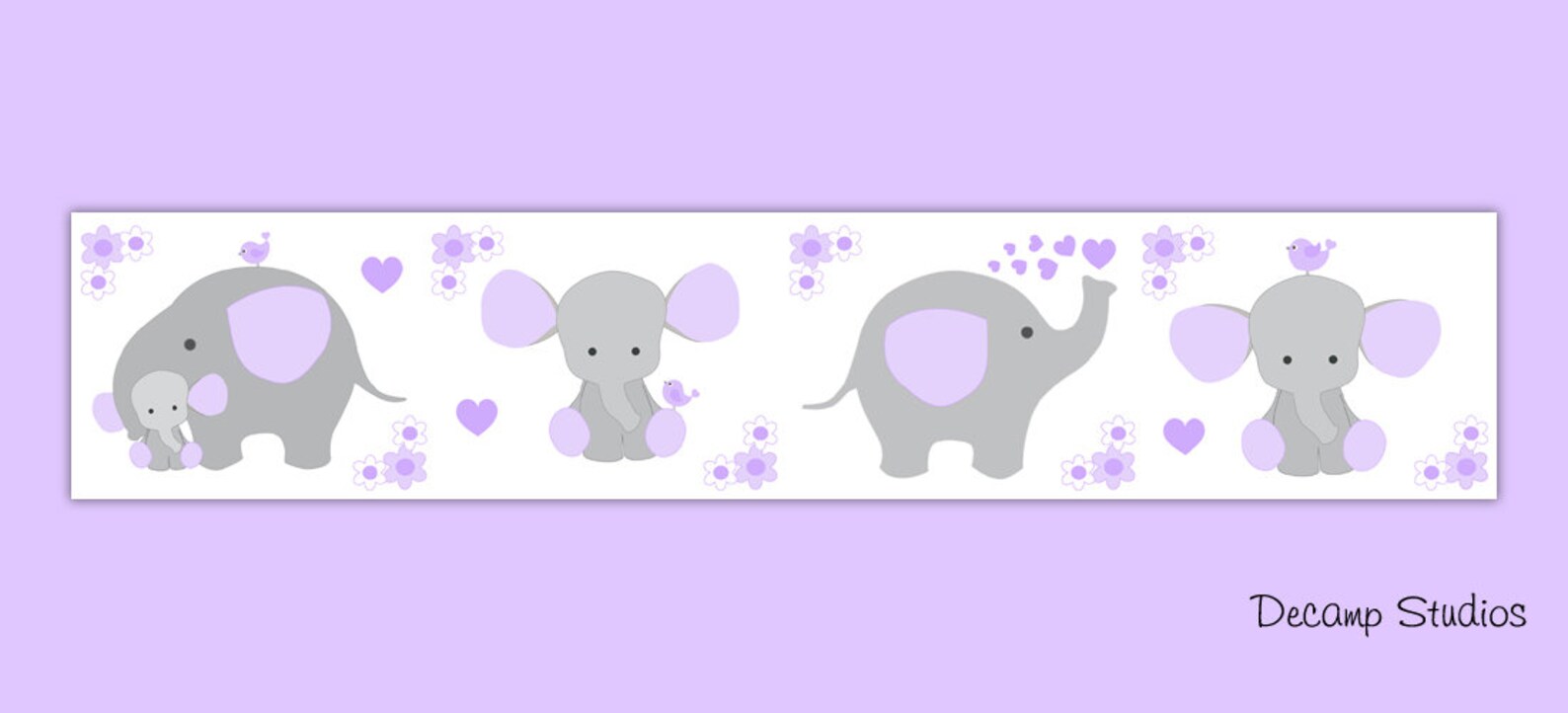 SAFARI ANIMALS NURSERY Decor Decals Baby Girl Purple Elephant Etsy