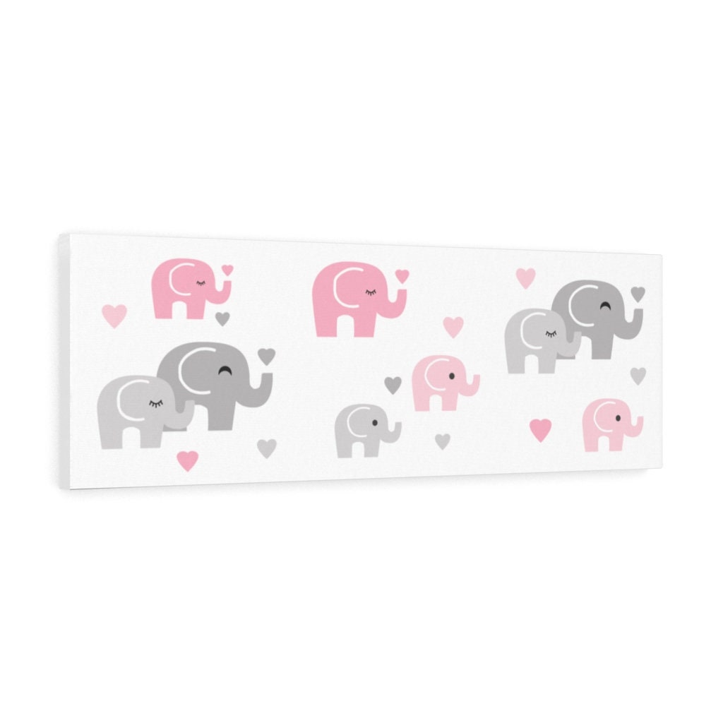 PINK ELEPHANT PRINT Baby Girl Canvas Wall Art Decor Etsy