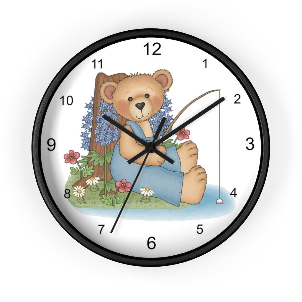 Brown Bear Woodland Forest Friends Animal Wooden Wall Clock Kids Bedroom Baby Nursery WC0079 