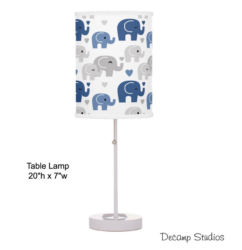 BABY NURSERY LAMP Boy Navy Blue Elephant Blowing Hearts Night Etsy