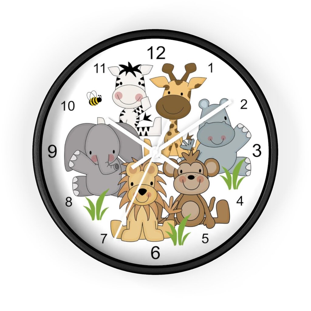 SAFARI ANIMAL CLOCK Baby Nursery Kids Room Wall Art Decor Etsy