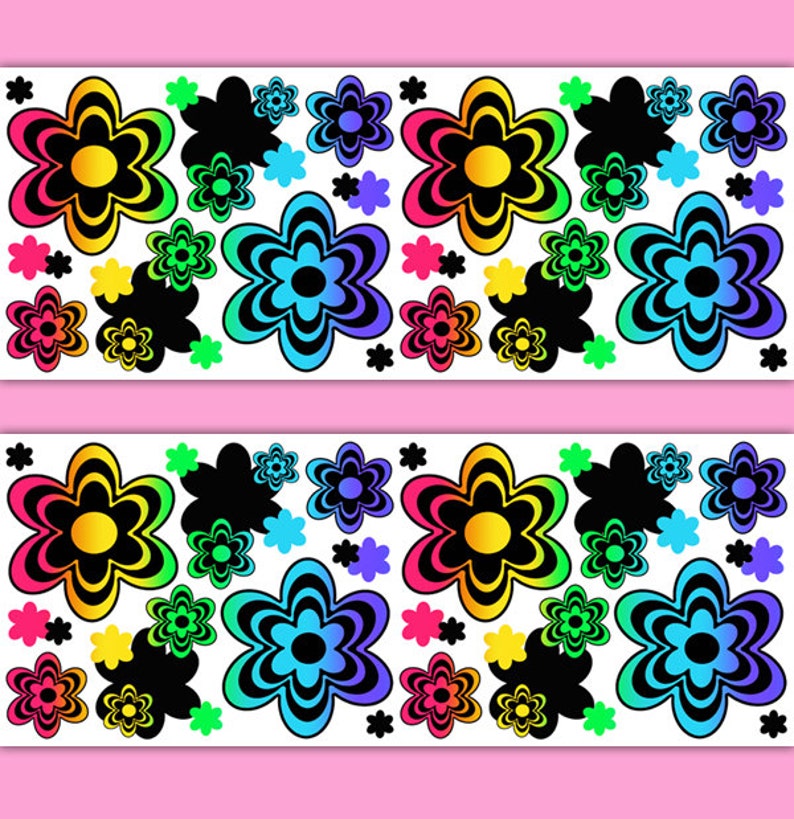Rainbow Fl Wallpaper Border Decal Wall Art Teen Girls Room Flower Sticker Decor Kids Hippie Bedroom Childrens Modern Abstract Mulitcolor - Wallpaper Border Design By Color Rainbow Fl Wallpaper Border Decal Wall Art Teen Girls Room Flower Sticker Decor Kids Hippie Bedroom Childrens Modern Abstract Mulitcolor - Wallpaper Border Design By Color