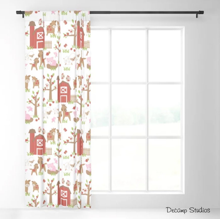 Farm Animals Nursery Curtains Kids Barnyard Bedroom Room Decor Etsy