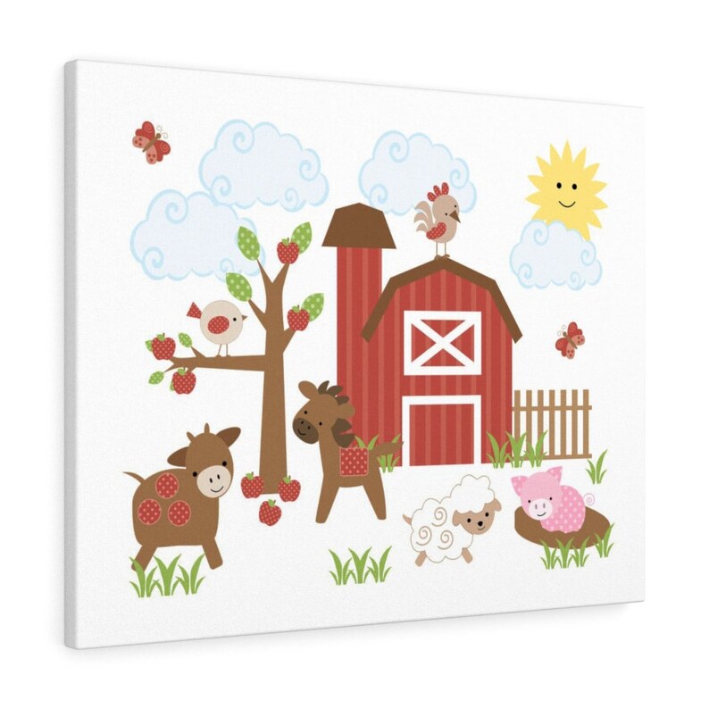 FARM ANIMALS NURSERY Decor Baby Boy Canvas Barnyard Wall Art Etsy