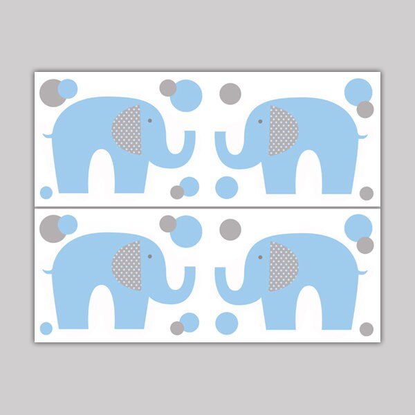 ELEPHANT WALLPAPER BORDER Nursery Decal Blue Grey Gray Boy Etsy